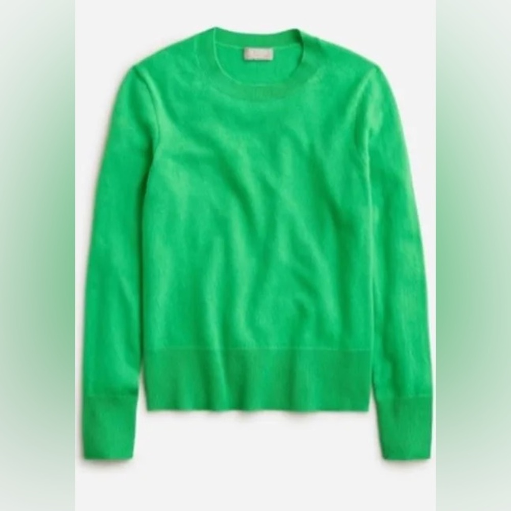 J. Crew Cashmere Classic Fit Crew Neck Sweater - Vintage Lime - Picture 3 of 6